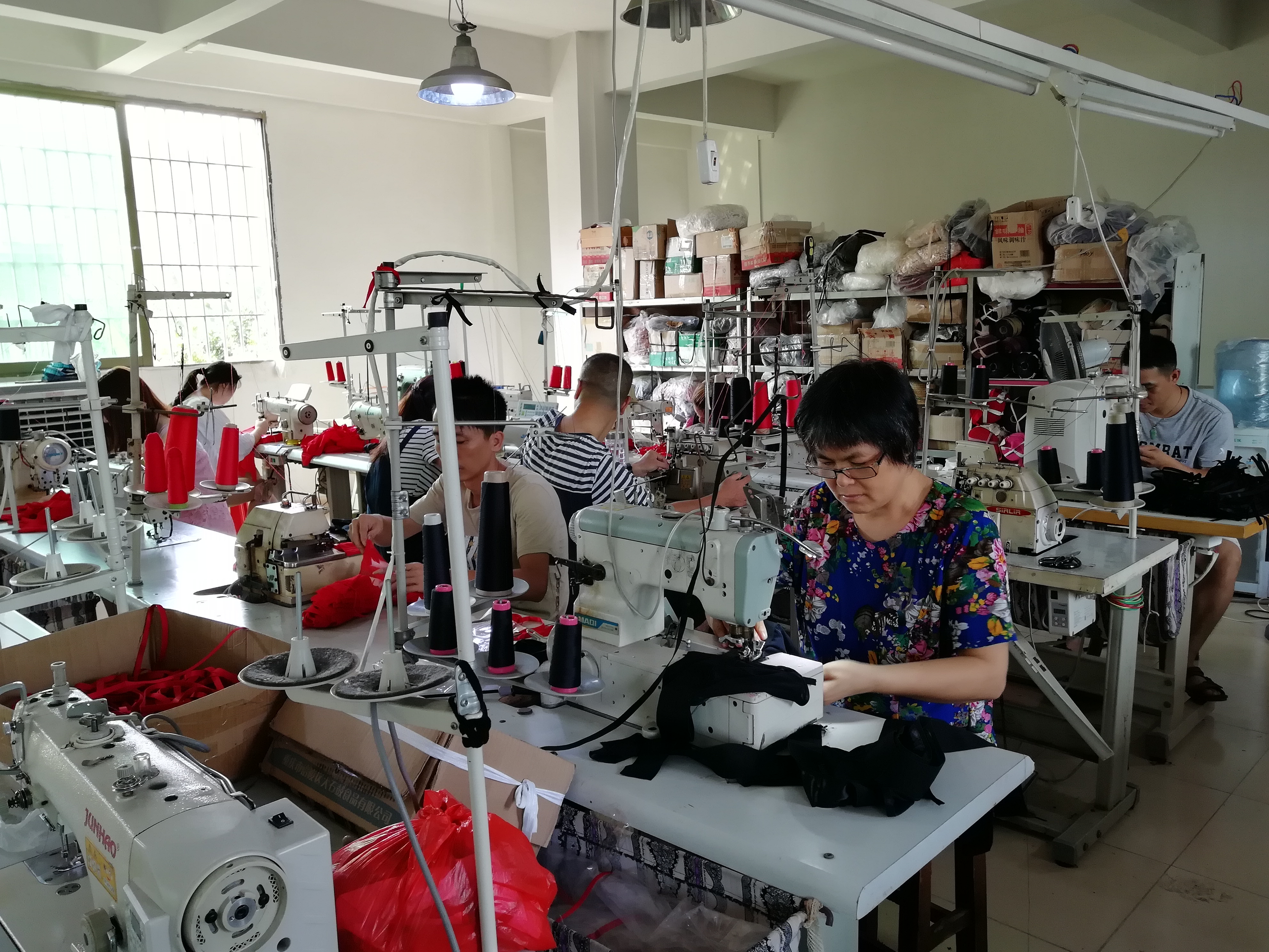 lingerie factory sewing room 